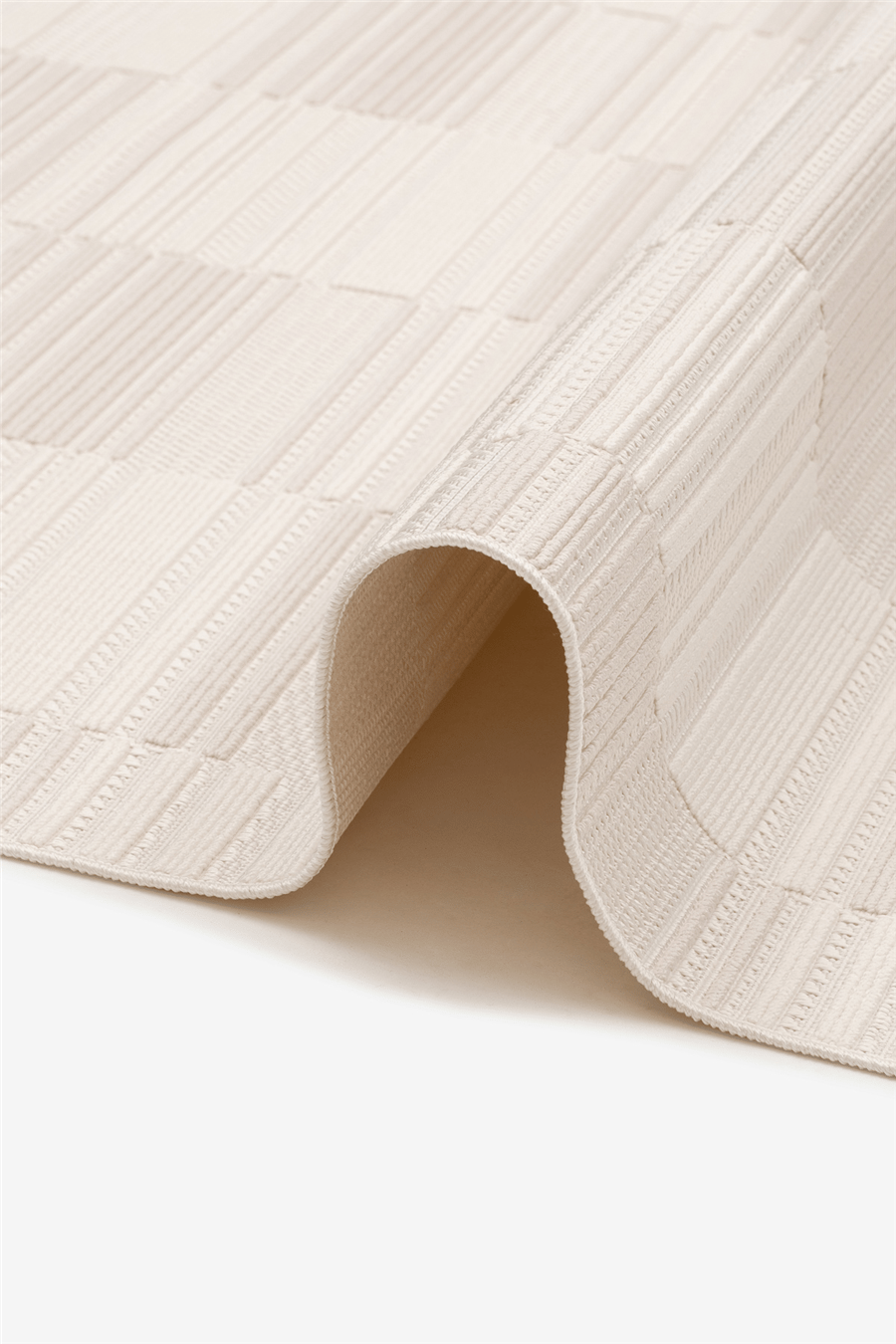 Krem-Vizon Loop Geometrik Desenli Modern Halı