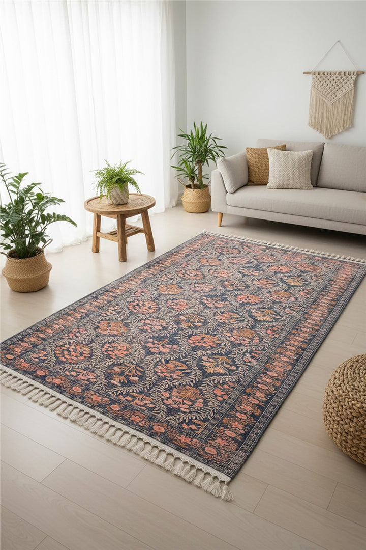 Lacivert Zamanın İzi Modern Vintage Koleksiyon Halı