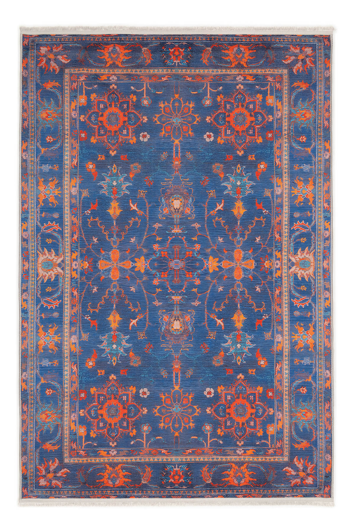 Lacivert Zamanın İzi Modern Vintage Sisal Halı