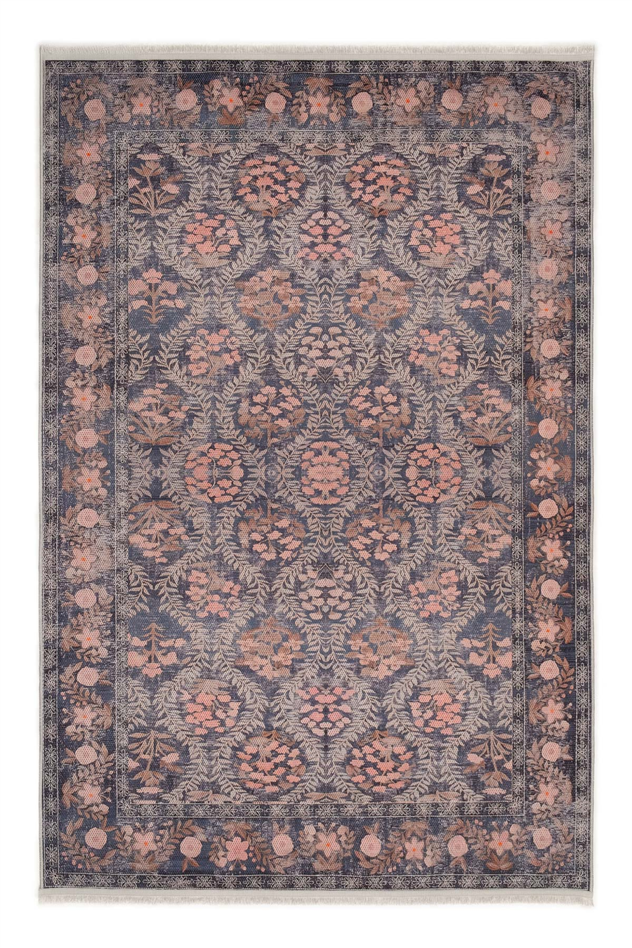 Lacivert Zamanın İzi Modern Vintage Sisal Halı