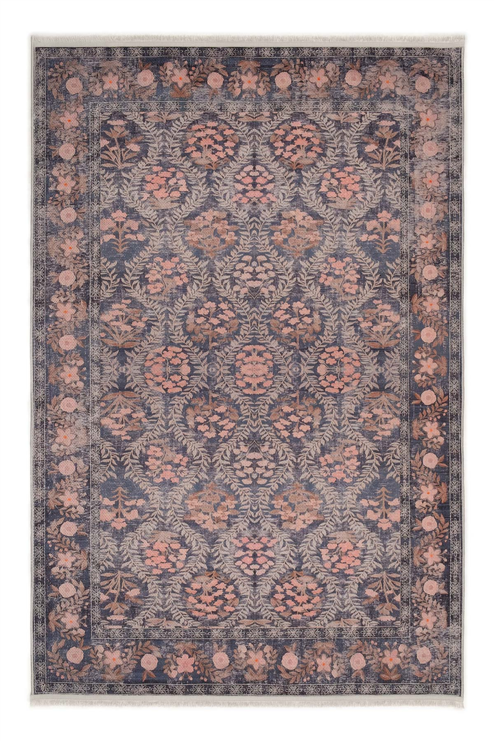 Lacivert Zamanın İzi Modern Vintage Sisal Halı