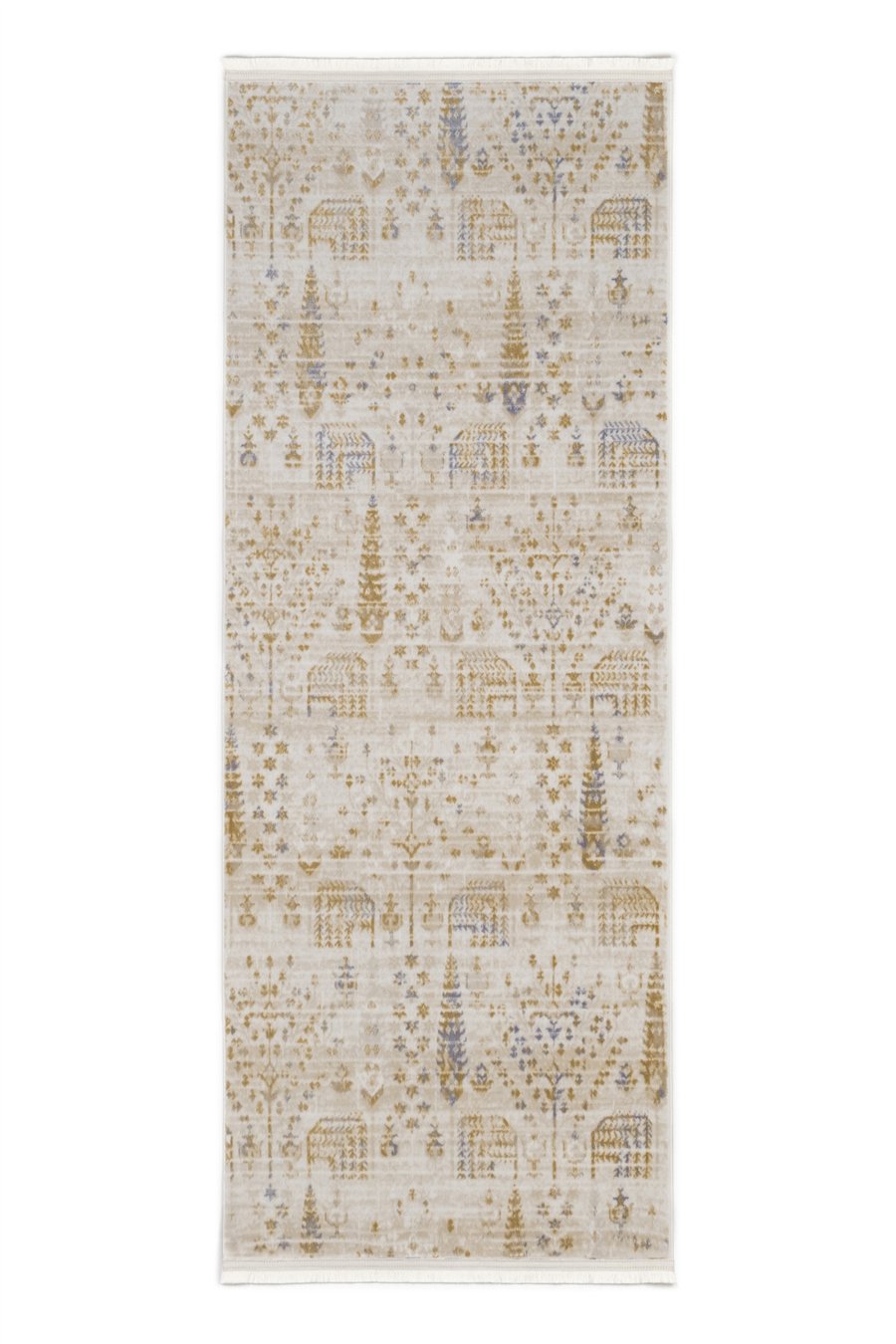 Lorien Krem-Bej Soft Mavi Desenli Vintage Akrilik Yolluk