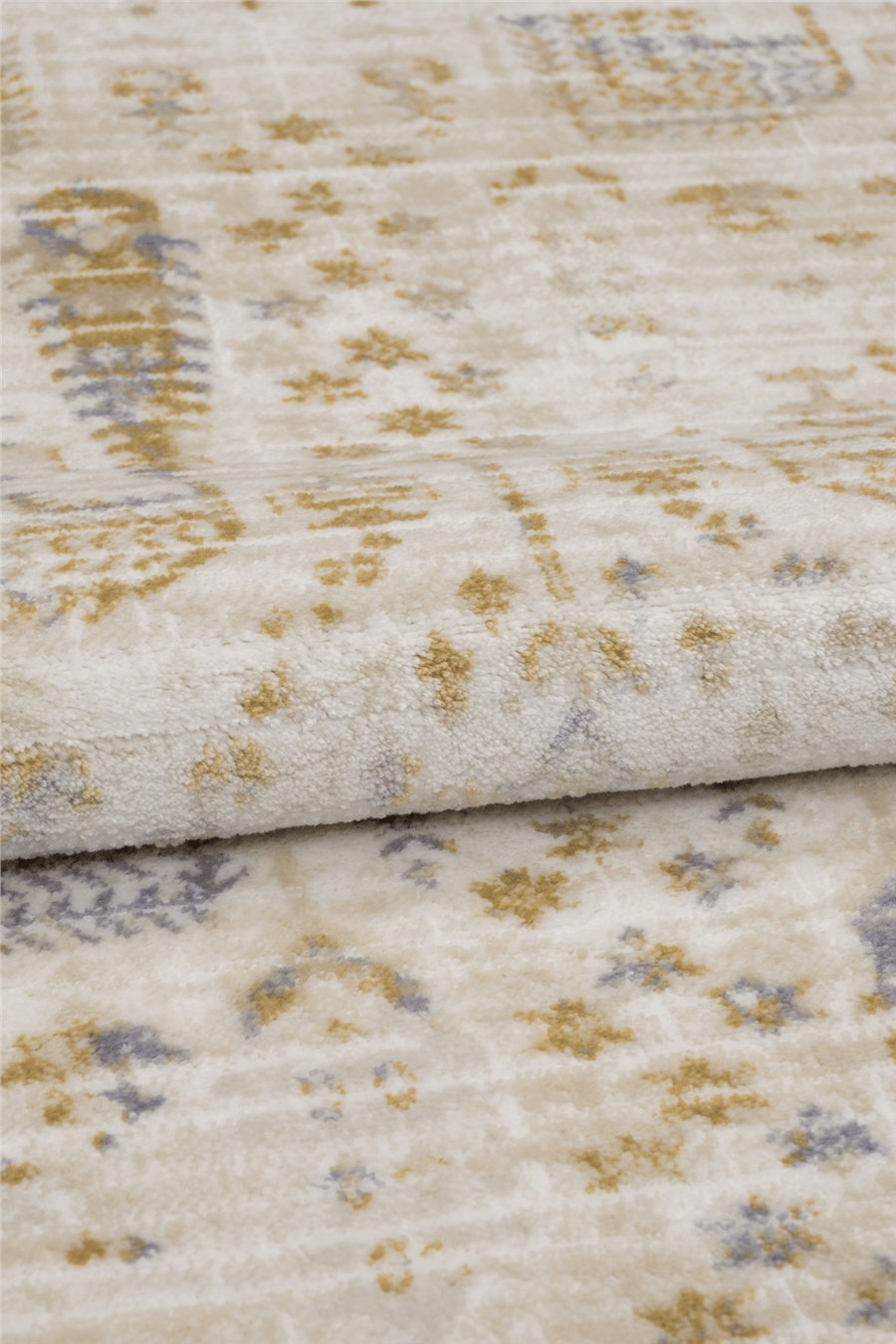 Lorien Krem-Bej Soft Mavi Desenli Vintage Akrilik Yolluk