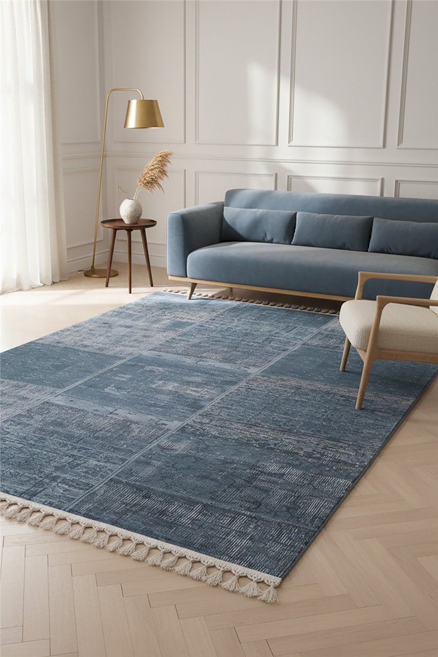 Mavi Zamanın İzi Modern Vintage Koleksiyon Halı
