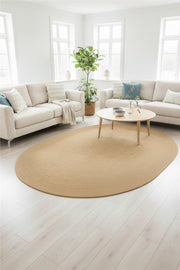 Natural Dekoratif Oval Çift Taraflı Jüt Halı