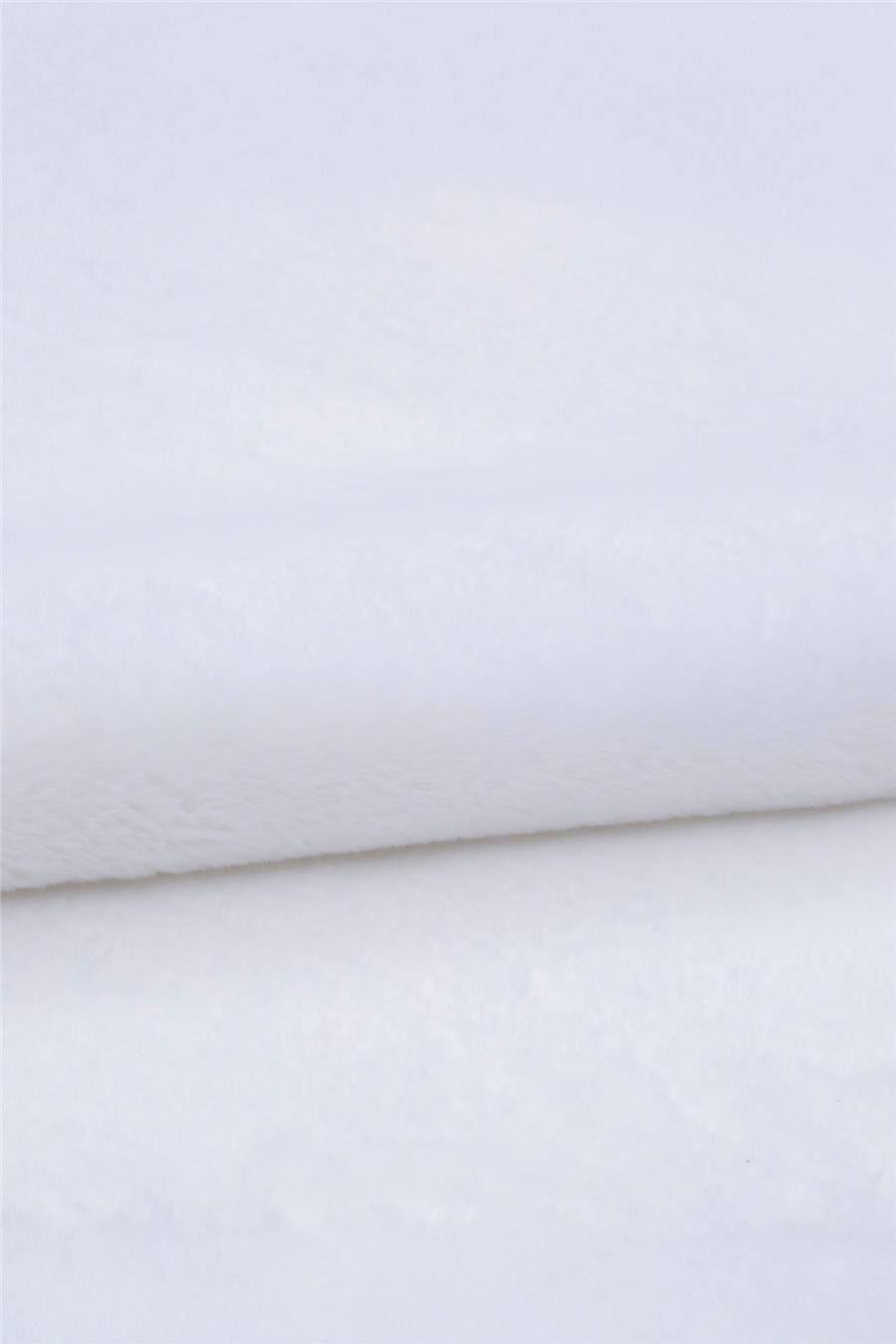 Peluş Beyaz Makinede Yıkanabilir Yumuşak Dokulu Yuvarlak Peluş Post Halı