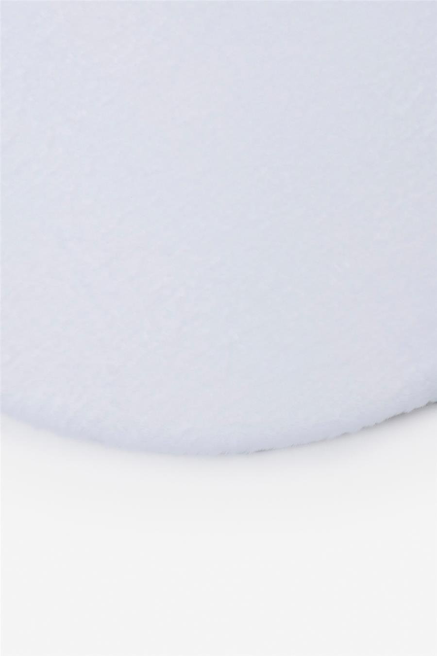 Peluş Beyaz Makinede Yıkanabilir Yumuşak Dokulu Yuvarlak Peluş Post Halı
