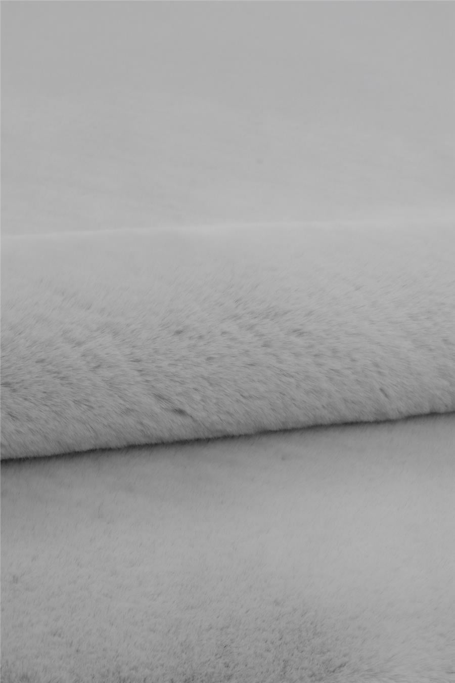 Peluş Gri Makinede Yıkanabilir Yumuşak Dokulu Yuvarlak Peluş Post Halı