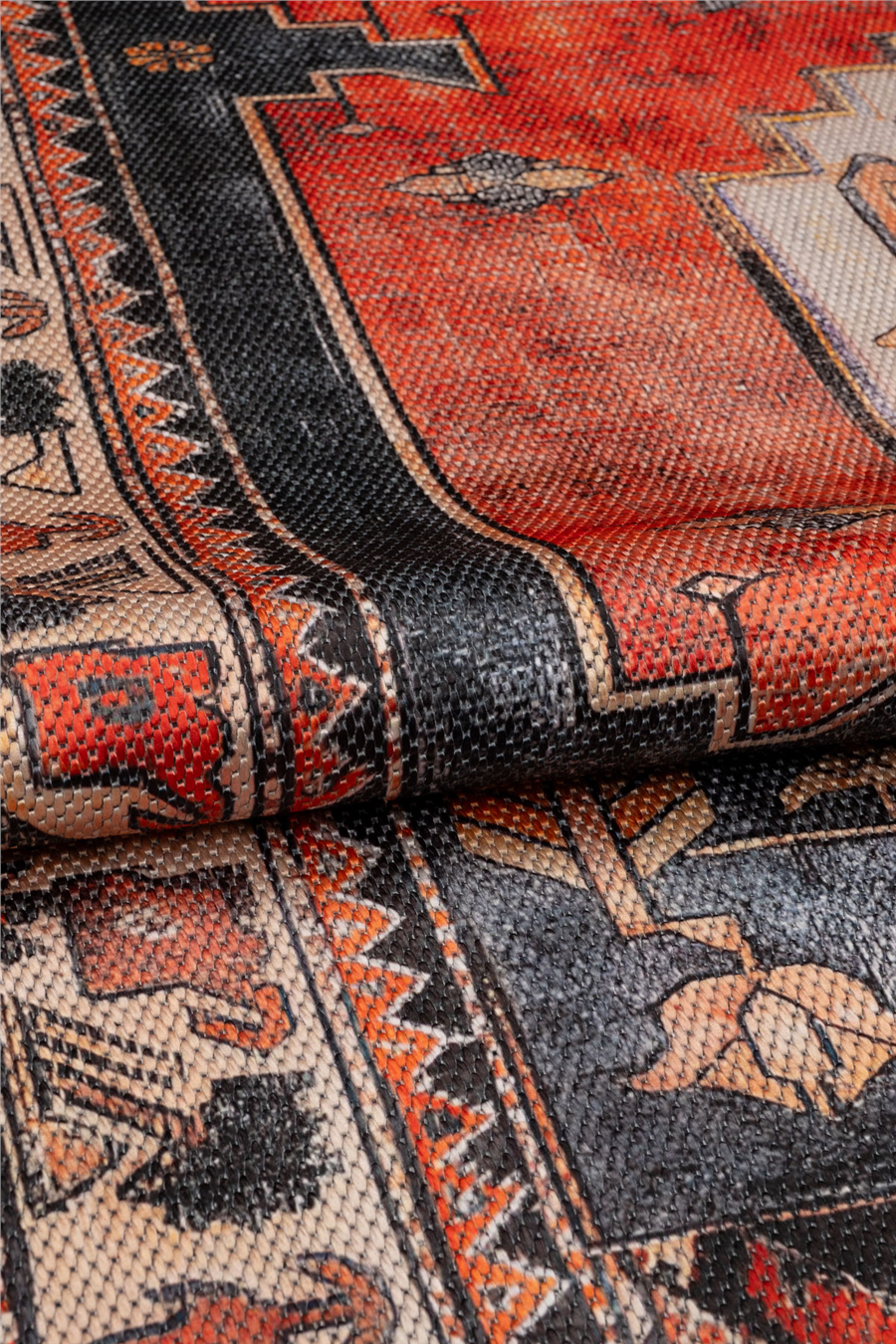 Turuncu-Lacivert Zamanın İzi Modern Vintage Sisal Halı