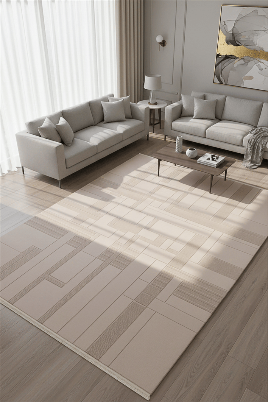 Vellora Weave Bej Modern Geometrik Akrilik Halı