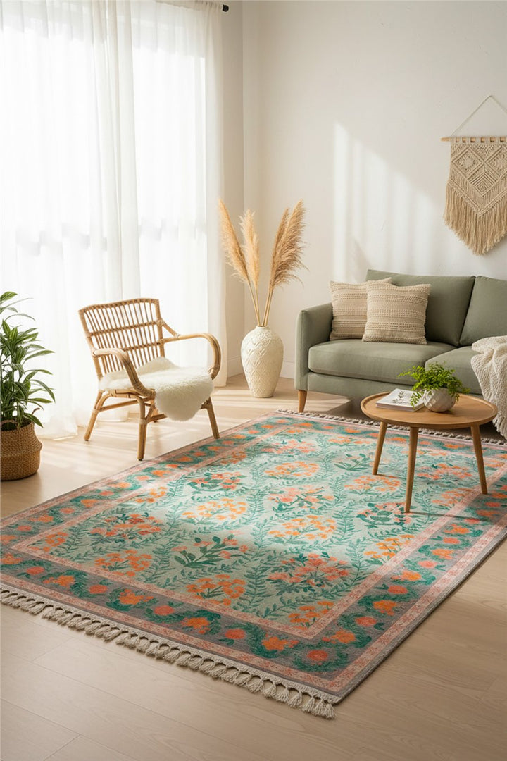 Yeşil Zamanın İzi Modern Vintage Koleksiyon Halı