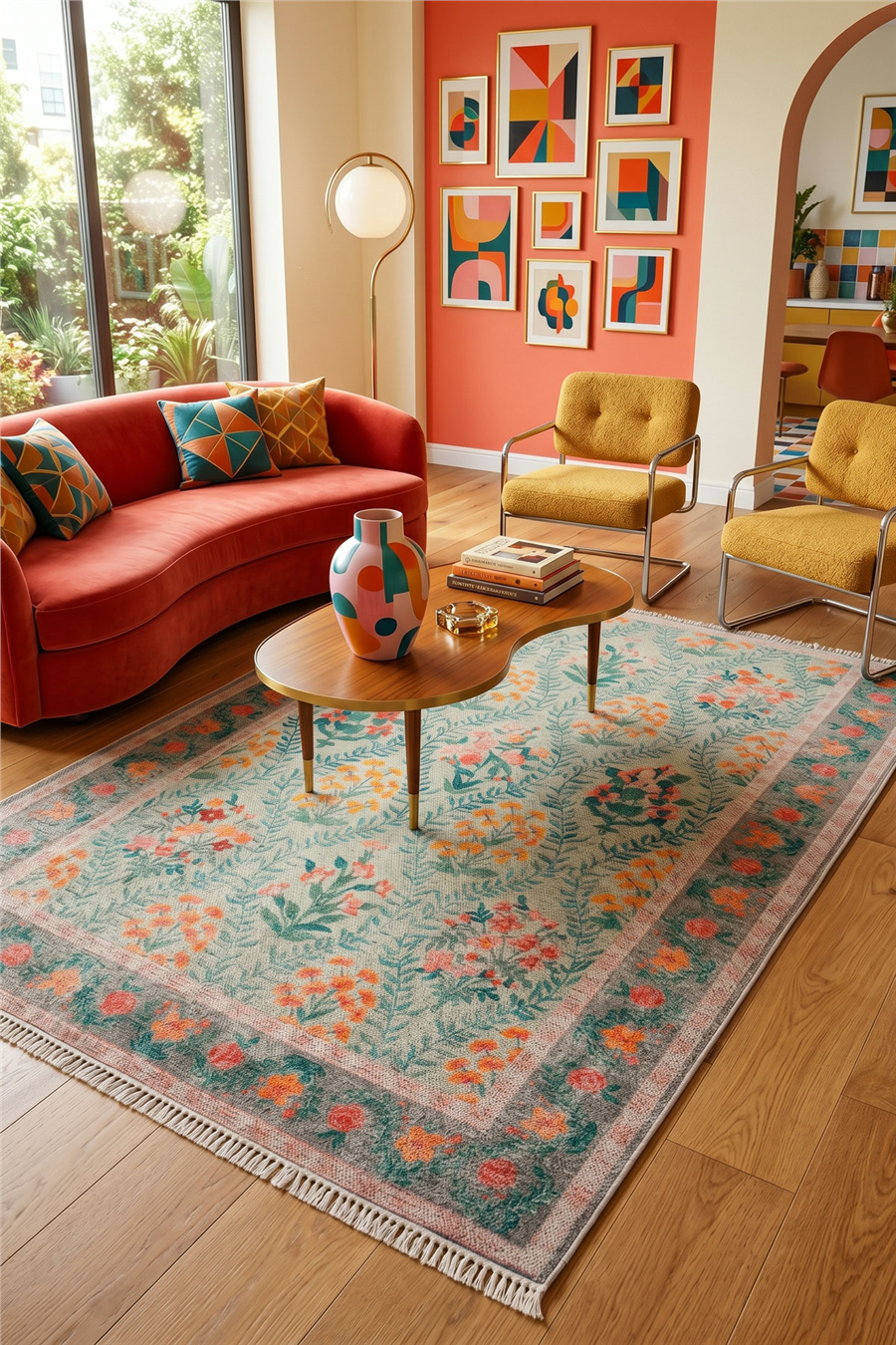 Yeşil Zamanın İzi Modern Vintage Sisal Halı